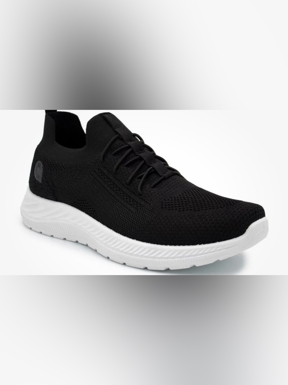 Akademiks Men's Black Knit Sneakers with White Sole Accent